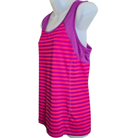 Lands End Womens Tank Top Medium Athletic Striped Racerback Scoop Neck Stretch - Picture 4 of 7